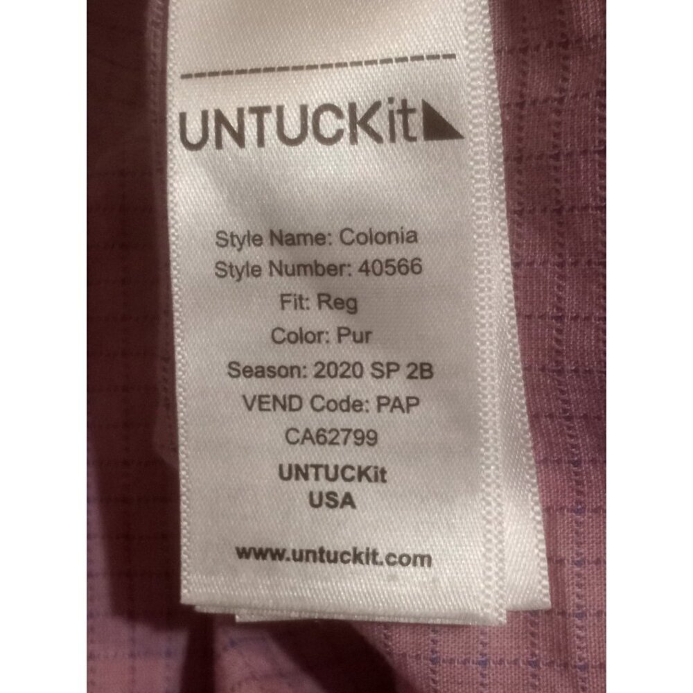 UNTUCKit Mens Shirt Medium M Lilac Purple Check Colonia Casual 100% Cotton - Picture 10 of 12